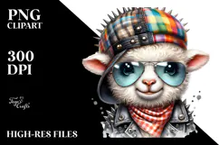 Baby Lamb with Hat and Sunglasses PNG Product Image 2