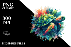 Vibrant Turtle Made of Plant Leaves PNG Product Image 2