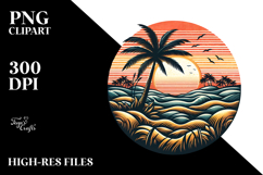 Vintage Tropical Tree Sunset Tshirt Design PNG Product Image 2