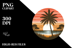 Vintage Tropical Tree Sunset, Transparent PNG Product Image 2