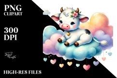 Colorful Cow on Cloud PNG Product Image 2