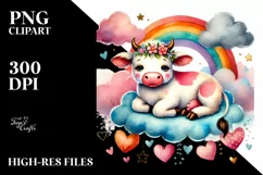 Colorful Cow on Cloud, Transparent PNG Product Image 2