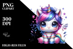 Cute Vibrant Baby Unicorn PNG Product Image 2