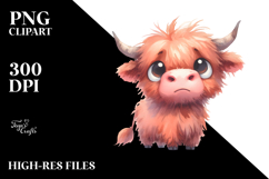 Confused Highland Cow with Goofy Smile PNG Product Image 2