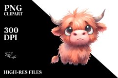 Confused Highland Cow with Goofy Smile PNG Product Image 3