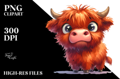 Confused Highland Cow with Goofy Smile PNG Product Image 2