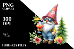 Whimsical Gnome Drinking Cocktail PNG Product Image 2
