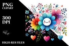Smiling Flower with Hearts PNG Product Image 2