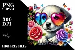 Puppy with Heart Sunglasses PNG Product Image 2