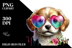 Puppy with Heart Sunglasses PNG Product Image 2