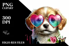 Puppy with Heart Sunglasses PNG Product Image 2
