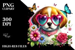 Puppy with Heart Sunglasses PNG Product Image 2