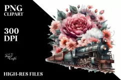Vintage Dirty Train Watercolor PNG Product Image 1