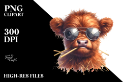 Contempt Baby Cow with Sunglasses PNG Product Image 2