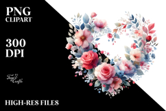Watercolor Floral Heart, Transparent PNG Product Image 2