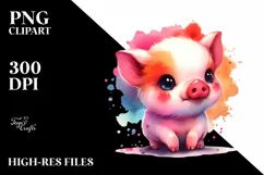Cute Baby Pig in Style | Clipart Product Image 1