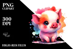 Cute Baby Pig in Style | Clipart Product Image 2