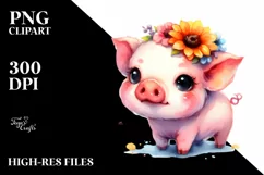 Cute Baby Pig in Style | Clipart Product Image 1