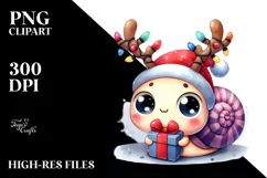 Enthusiastic Snail with Reindeer Horns PNG Product Image 3