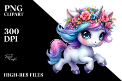 Cute Unicorn, Floral Wreath PNG Product Image 2