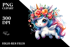 Cute Unicorn, Floral Wreath PNG Product Image 2