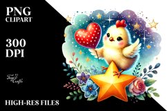 Colorful Chicken on Star PNG Product Image 2
