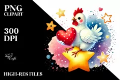 Colorful Chicken on Star PNG Product Image 2