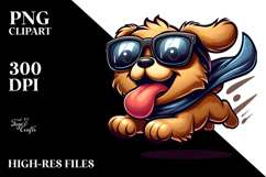 Excited Puppy with Oversized Sunglasses, PNG Product Image 2