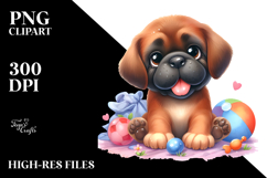 Watercolor Baby Cartoon Mastiff PNG Product Image 2