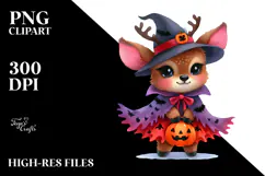Cute Baby Elk Dressed for Halloween | Clipart Product Image 2