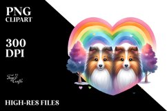 Cute Rainbow Trees Doodled Shetland Sheepdog, Transparent Product Image 2
