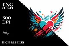 Colorful Heart with Wings and Crown PNG Product Image 2