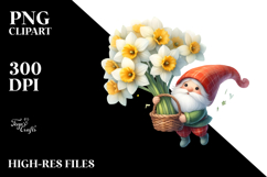 Cute Gnome with Narcissus PNG Product Image 2