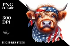 Watercolor Highland Cow Portrait Clipart Product Image 3