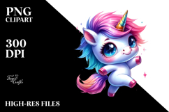 Cute Dancing Unicorn with Floral Wreath PNG Product Image 2