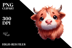 Confused Funny Baby Highland Cow PNG Product Image 2