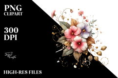 Impatiens Golden Frame Watercolor PNG Product Image 2