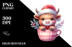 Highland Cow with Santa Hat PNG Product Image 2
