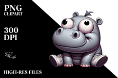 Silly Cartoon Hippo PNG Product Image 2