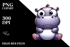 Silly Hippo with Sarcastic Eyes, PNG Product Image 2