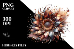 Abstract Artistic Sunflower Watercolor Clipart Product Image 2
