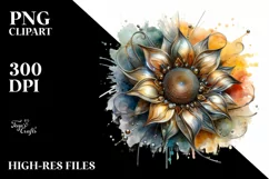 Abstract Artistic Sunflower Watercolor Clipart Product Image 3