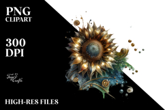 Abstract Artistic Sunflower Watercolor Clipart Product Image 2