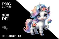 Pastel Cute Baby Unicorn Posing | Sublimation Clipart Product Image 3