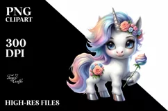 Pastel Cute Baby Unicorn Posing | Sublimation Clipart Product Image 3