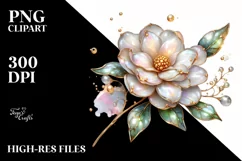 Shiny Gardenia with Golden Insertions Watercolor Product Image 1