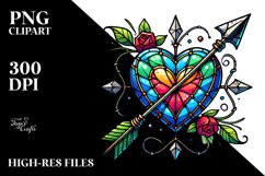 Stained Heart with Arrow PNG Product Image 2
