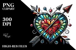 Stained Heart with Arrow PNG Product Image 2
