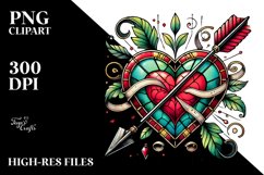 Stained Heart with Arrow PNG Product Image 2