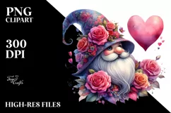 Detailed Valentines Gnome Roses PNG Product Image 2